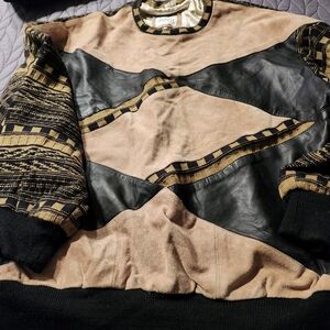 Vintage Jacorey Patchwork Sweater - Black and Tan